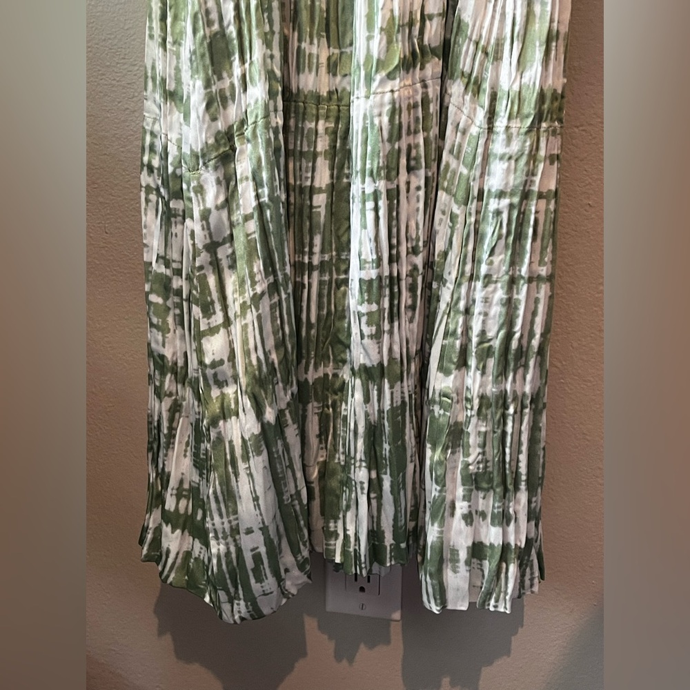Vince Tie Dye Ruched Midi Cami Dress Green White Women’s Medium - Picture 8 of 14